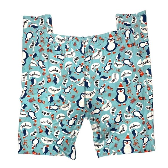 COPY - Buskins Leggings 10 12 Large Pengiuns Light Blue Christmas - Picture 5 of 5